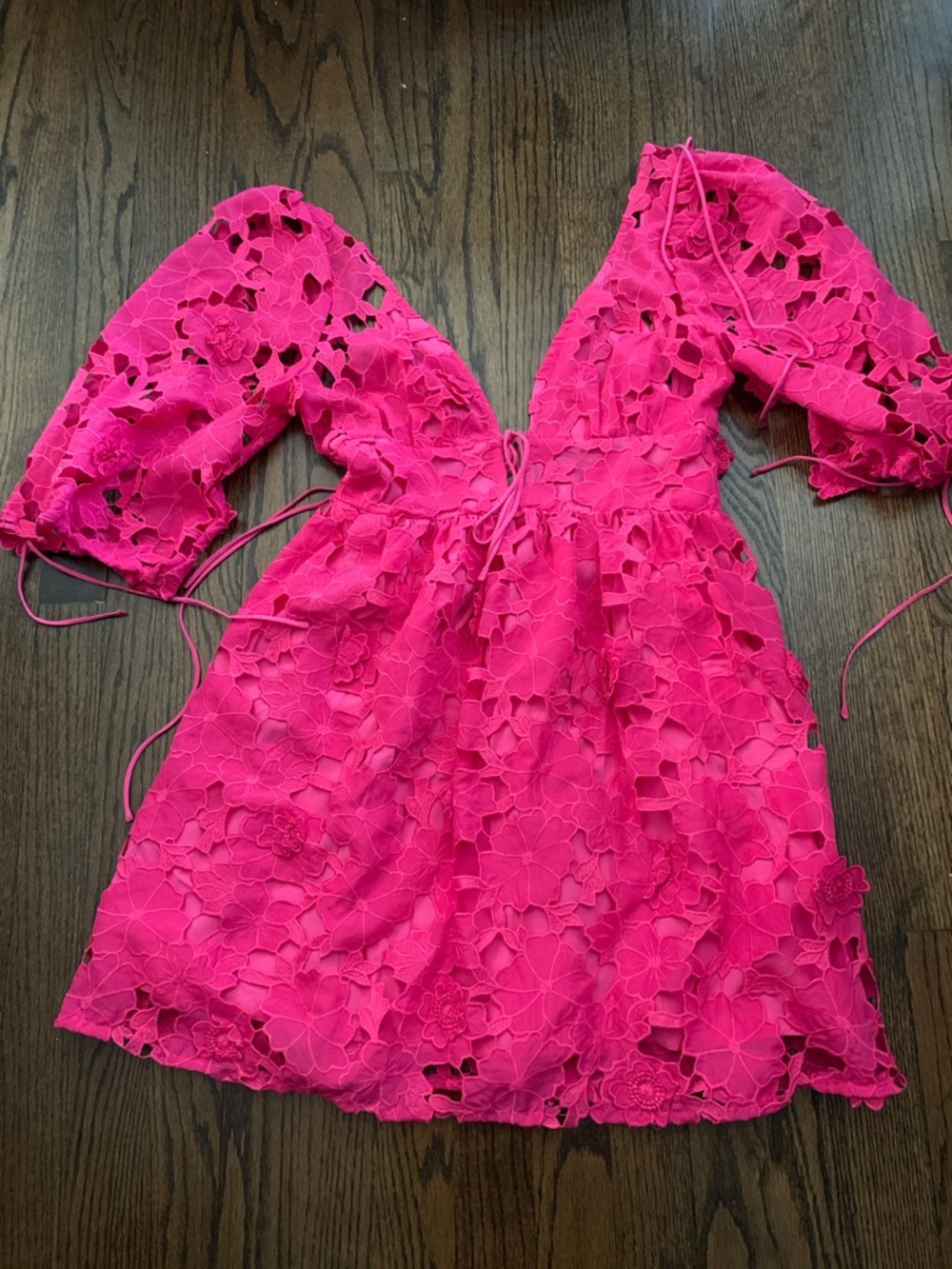 Vici Hot Pink Floral Lace Mini Dress